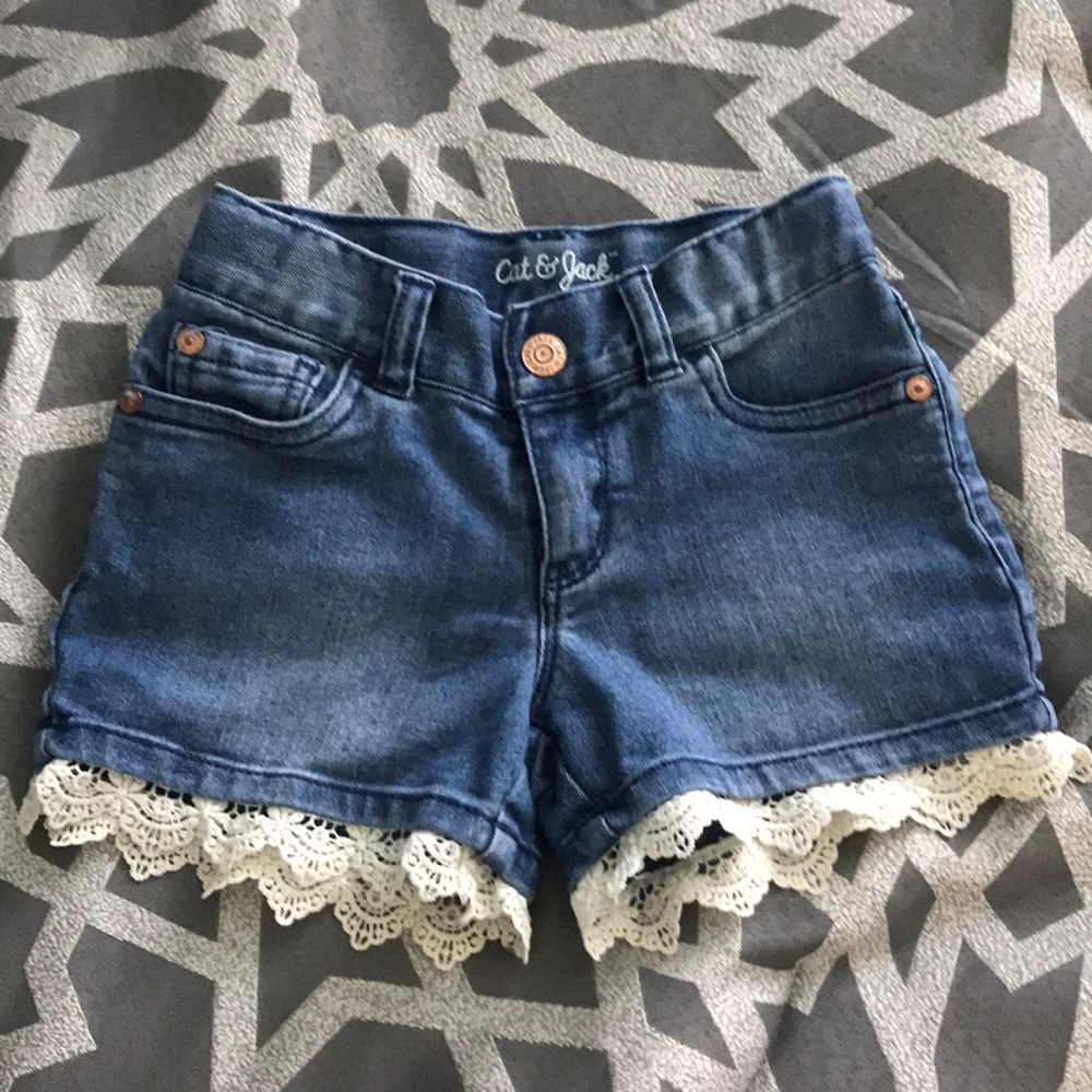 Girls Cat &Jack lace trim jean shorts